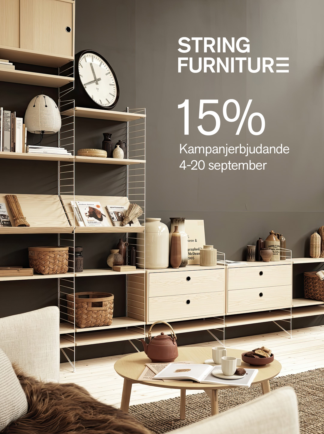 15% på String Furniture – Utvalda serier till kampanjpris! 15% på String Furniture - Utvalda serier till kampanjpris!